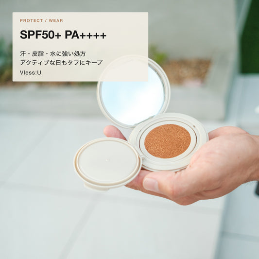 汗・皮脂・水に強いSPF50+ PA++++のUVクッション