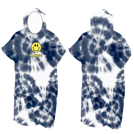 RANGE PONCHO / ‘PSYCHO’ / SPIRAL TIE DYE - BLUE