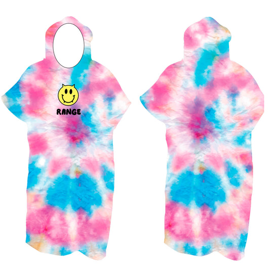 RANGE PONCHO / ‘PSYCHO’ / SPIRAL TIE DYE - BLUE / PINK
