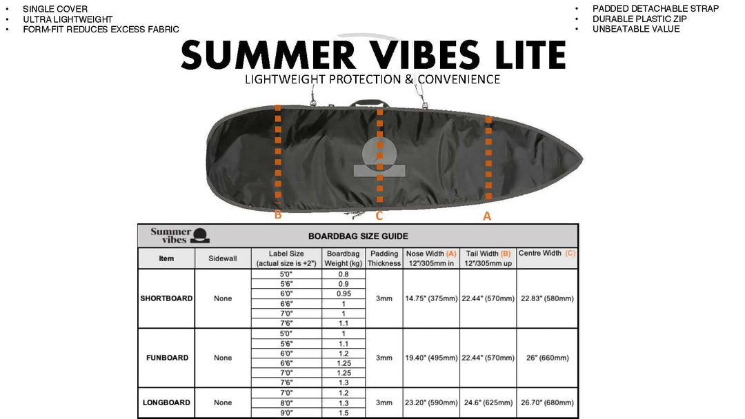 SummerVibes Lite Shortboard 6’0 Surfboard Boardbag